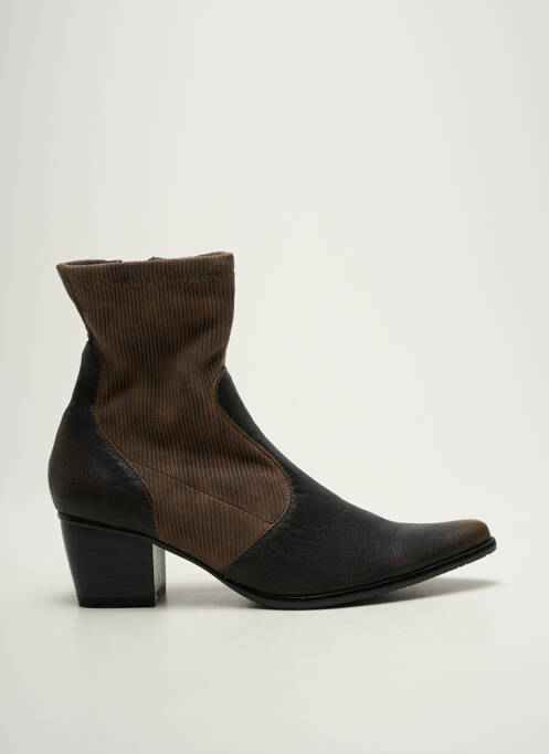 Bottines/boots matière lisse talon de 4 à 6cm marron MADISON femme