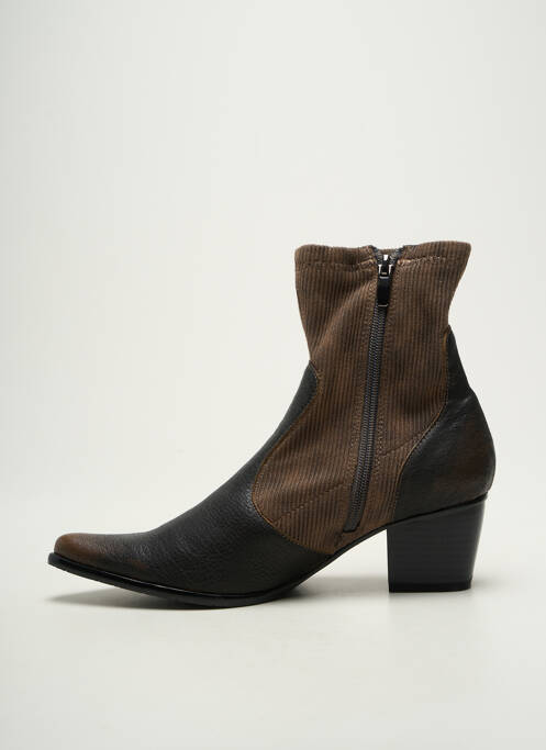 Bottines/boots matière lisse talon de 4 à 6cm marron MADISON femme