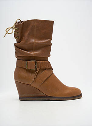 Bottines/boots tissage satiné talon de 7 à 9cm marron KARSTON femme
