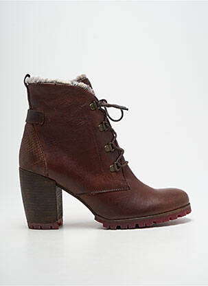 Bottines/boots tissage satiné talon de 7 à 9cm marron KARSTON femme