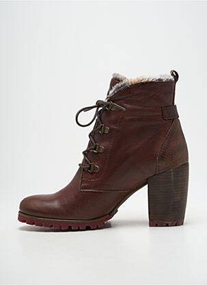 Bottines/boots tissage satiné talon de 7 à 9cm marron KARSTON femme