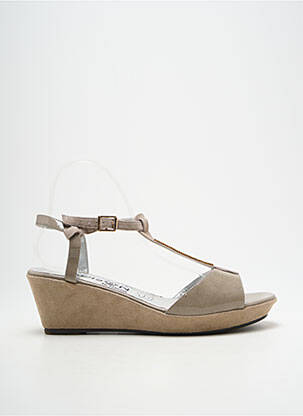 Sandales/nu pieds matière lisse talon de 4 à 6cm beige MADISON femme