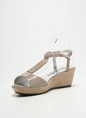Sandales/nu pieds matière lisse talon de 4 à 6cm beige MADISON femme