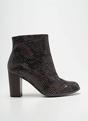 Bottines/boots tissage satiné talon de 7 à 9cm marron KARSTON femme