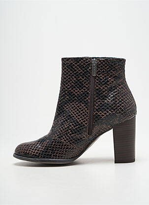 Bottines/boots tissage satiné talon de 7 à 9cm marron KARSTON femme