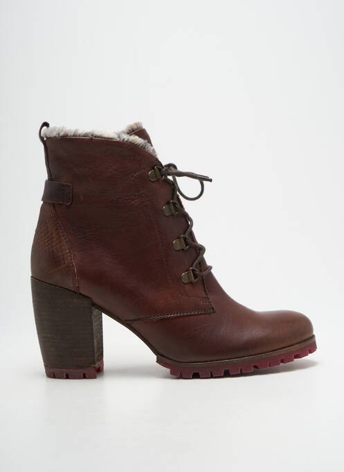 Bottines/boots tissage satiné talon de 7 à 9cm marron KARSTON femme