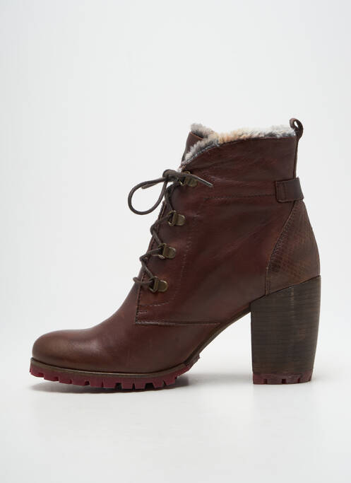 Bottines/boots tissage satiné talon de 7 à 9cm marron KARSTON femme