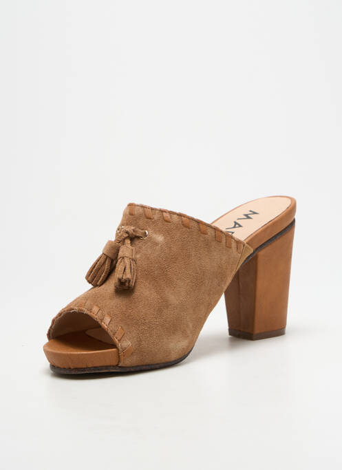 Mules/sabots type de semelle amortissante talon de 7 à 9cm marron MADISON femme