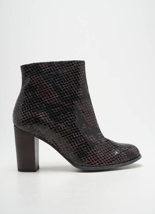 Bottines/boots tissage satiné talon de 7 à 9cm marron KARSTON femme