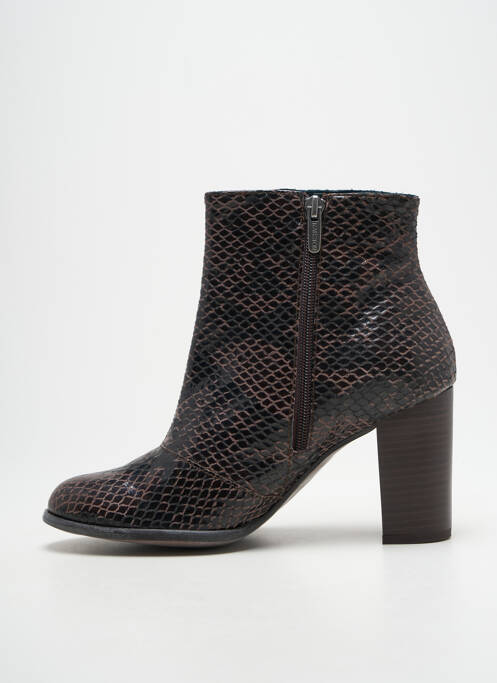 Bottines/boots tissage satiné talon de 7 à 9cm marron KARSTON femme