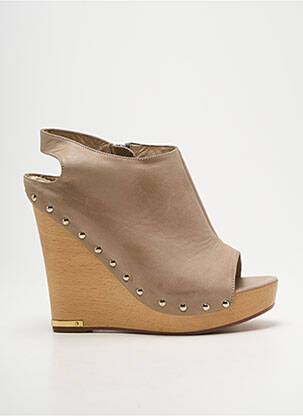 Sandales/nu pieds talon compensé talon haut de 10cm et plus beige JEAN MICHEL CAZABAT femme