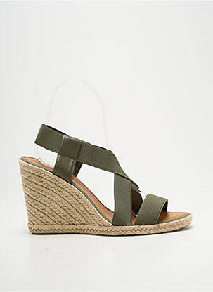 Sandales/nu pieds talon compensé talon de 7 à 9cm vert CASTELLER femme