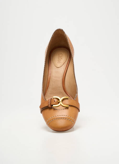 Escarpins matière lisse talon de 4 à 6cm marron CHLOE femme