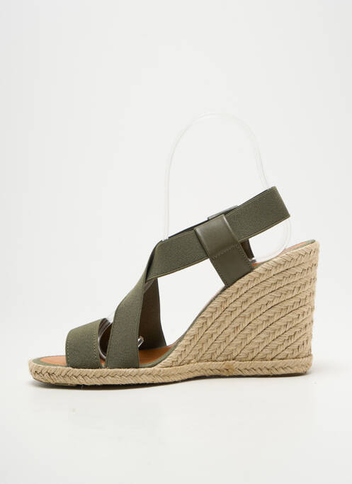Sandales/nu pieds talon compensé talon de 7 à 9cm vert CASTELLER femme