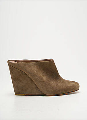 Mules/sabots nubuck talon de 7 à 9cm vert AVRIL GAU femme