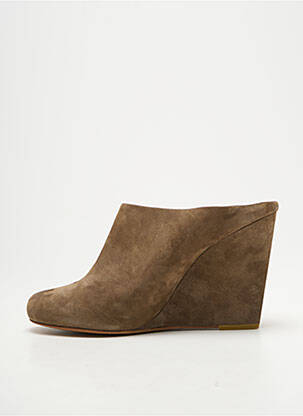 Mules/sabots nubuck talon de 7 à 9cm vert AVRIL GAU femme