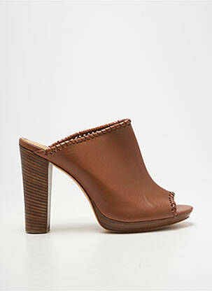 Mules/sabots tissage satiné talon haut de 10cm et plus marron REVE D'UN JOUR femme