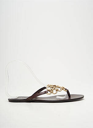 Tongs semelle extérieure cuir talon plat jusqu'à 3cm marron REVE D'UN JOUR femme