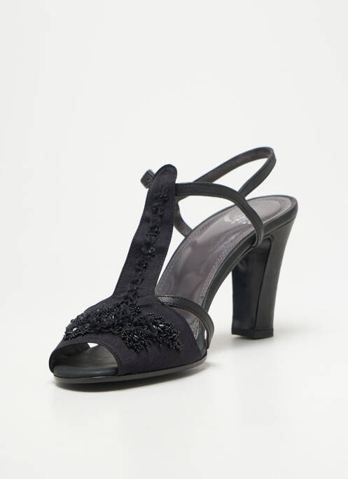 Sandales/nu pieds tissage satiné talon de 7 à 9cm noir ROSE'S ROSES femme