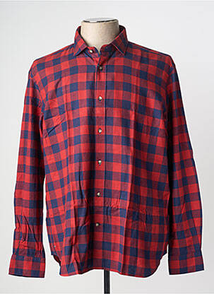 Chemise manches longues tissage popeline rouge EDEN PARK homme