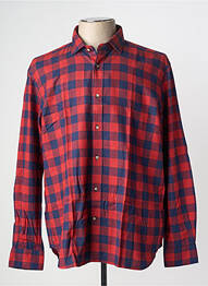 Chemise manches longues tissage popeline rouge EDEN PARK homme