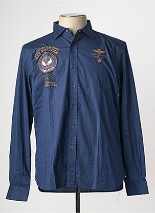 Chemise manches longues coupe cintrée bleu AERONAUTICA homme