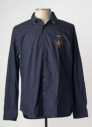 Chemise manches longues coupe droite bleu AERONAUTICA homme