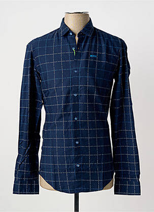 Chemise manches longues imprimé carreaux bleu HUGO BOSS homme