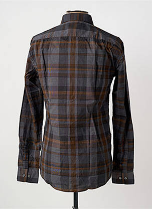 Chemise manches longues imprimé carreaux marron HUGO BOSS homme