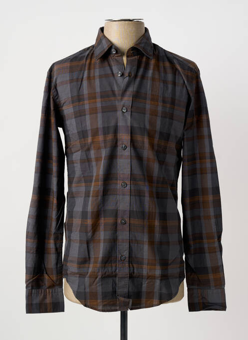 Chemise manches longues coupe cintrée marron HUGO BOSS homme