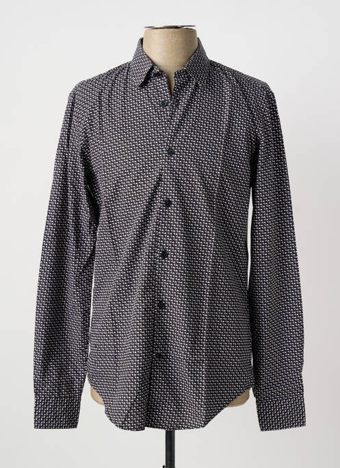 Chemise manches longues imprimé fantaisie noir HUGO BOSS homme