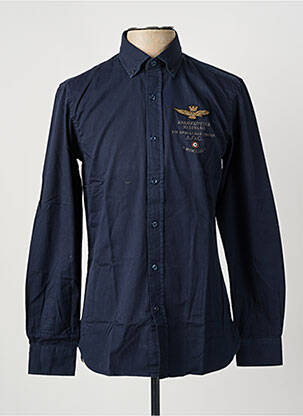 Chemise manches longues coupe droite bleu AERONAUTICA homme