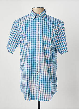 Chemise manches courtes imprimé carreaux bleu SEIDEN STICKER homme