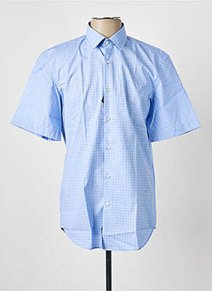Chemise manches courtes imprimé carreaux bleu HUGO BOSS homme