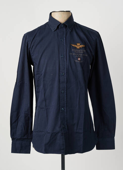 Chemise manches longues coupe droite bleu AERONAUTICA homme