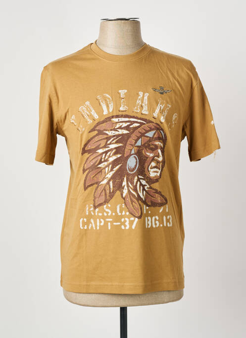 T-shirt coupe cintrée manches courtes marron AERONAUTICA homme