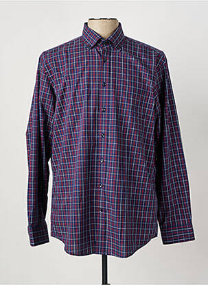 Chemise manches longues imprimé carreaux bleu SEIDEN STICKER homme