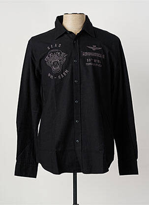 Chemise manches longues noir AERONAUTICA pour homme