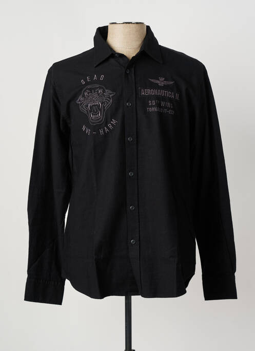 Chemise manches longues noir AERONAUTICA pour homme