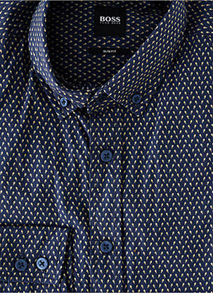 Chemise manches longues imprimé fantaisie bleu HUGO BOSS homme