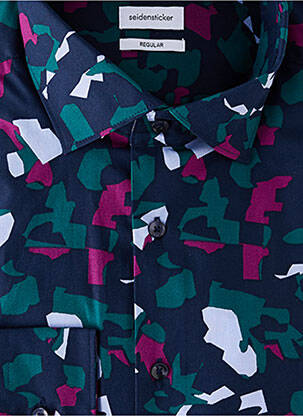 Chemise manches longues imprimé fantaisie bleu SEIDEN STICKER homme