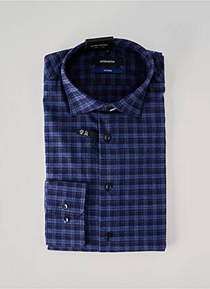 Chemise manches longues imprimé carreaux bleu SEIDEN STICKER homme