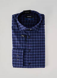 Chemise manches longues imprimé carreaux bleu SEIDEN STICKER homme