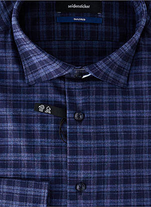 Chemise manches longues imprimé carreaux bleu SEIDEN STICKER homme
