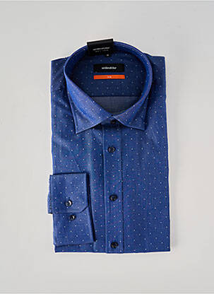 Chemise manches longues tissage popeline bleu SEIDEN STICKER homme