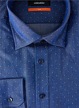Chemise manches longues tissage popeline bleu SEIDEN STICKER homme