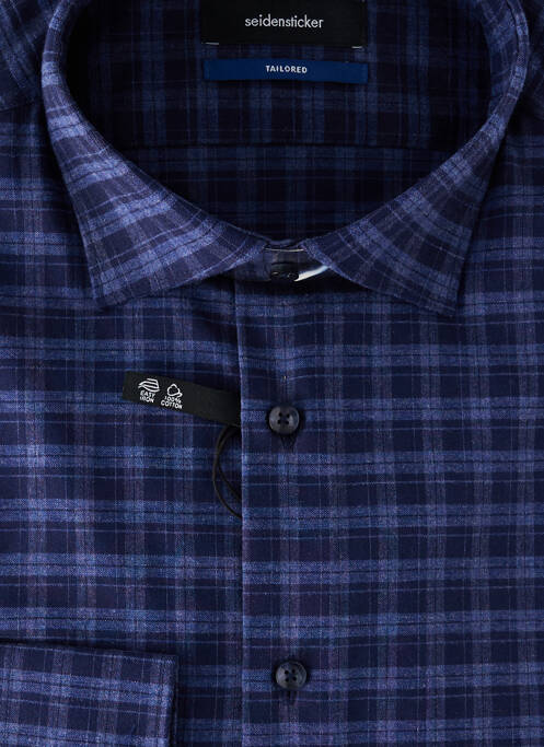 Chemise manches longues imprimé carreaux bleu SEIDEN STICKER homme