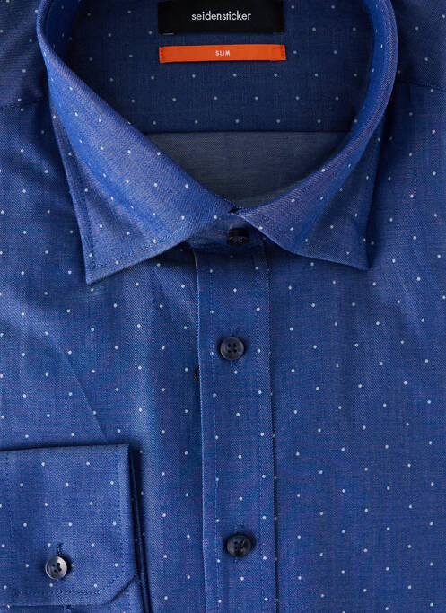 Chemise manches longues tissage popeline bleu SEIDEN STICKER homme