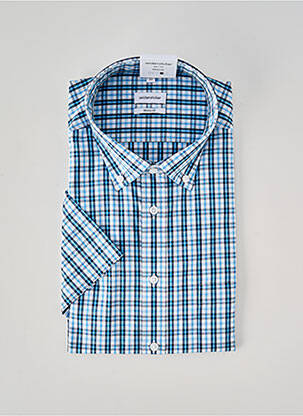 Chemise manches courtes imprimé carreaux bleu SEIDEN STICKER homme