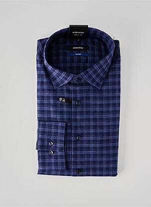 Chemise manches longues imprimé carreaux bleu SEIDEN STICKER homme